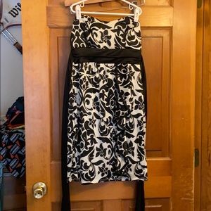 White and black floral dress